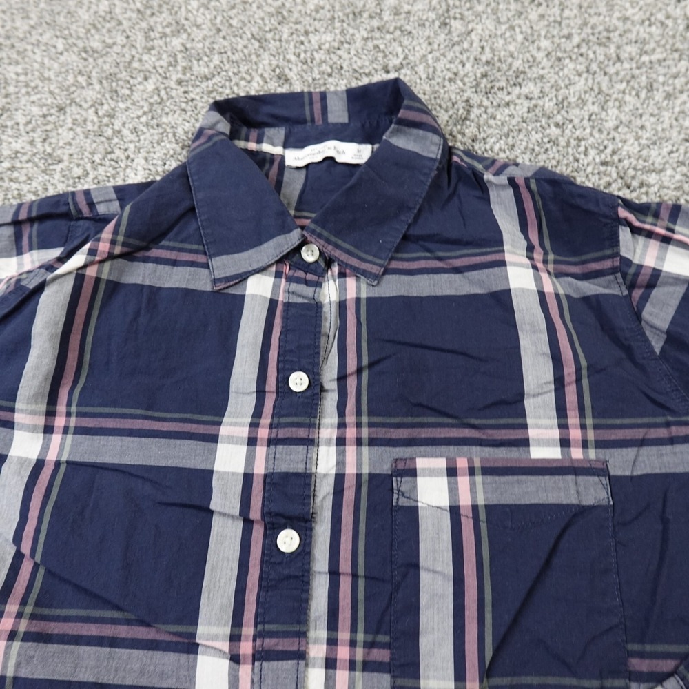 Abercrombie Fitch Shirt Womens M Blue Long Sleeve Button Up Casual Preppy Grunge - Picture 3 of 10